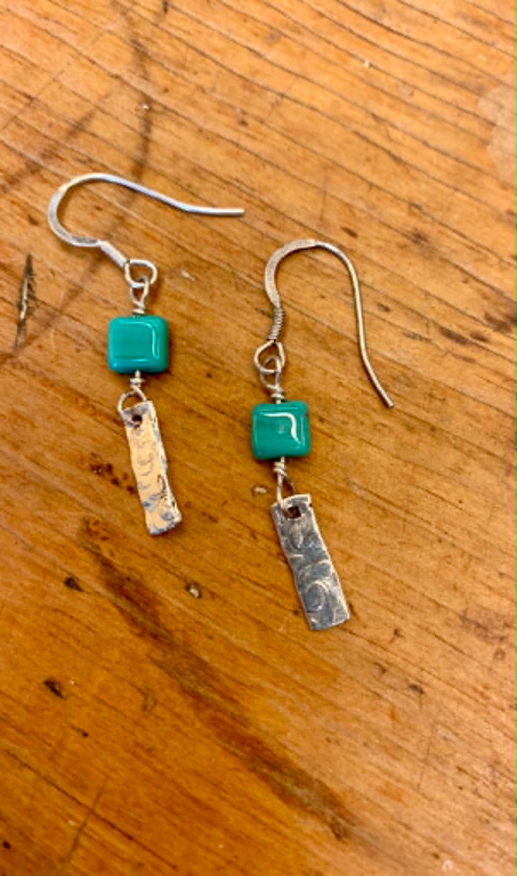 Hammered Sterling Silver & Turquoise Earrings