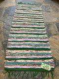 Handwoven Green/Pink Rag Rug, Zero Waste