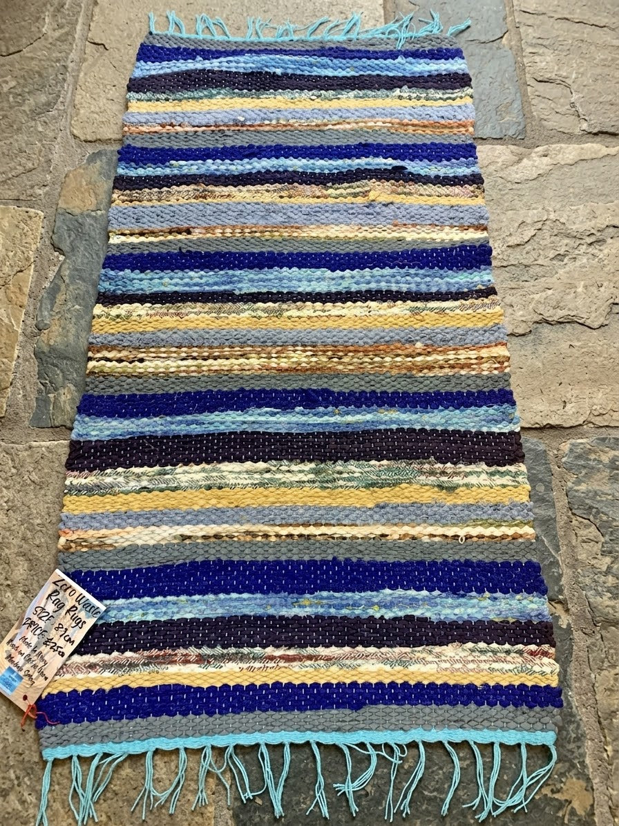 Blue/Yellow Handwoven Rag Rug