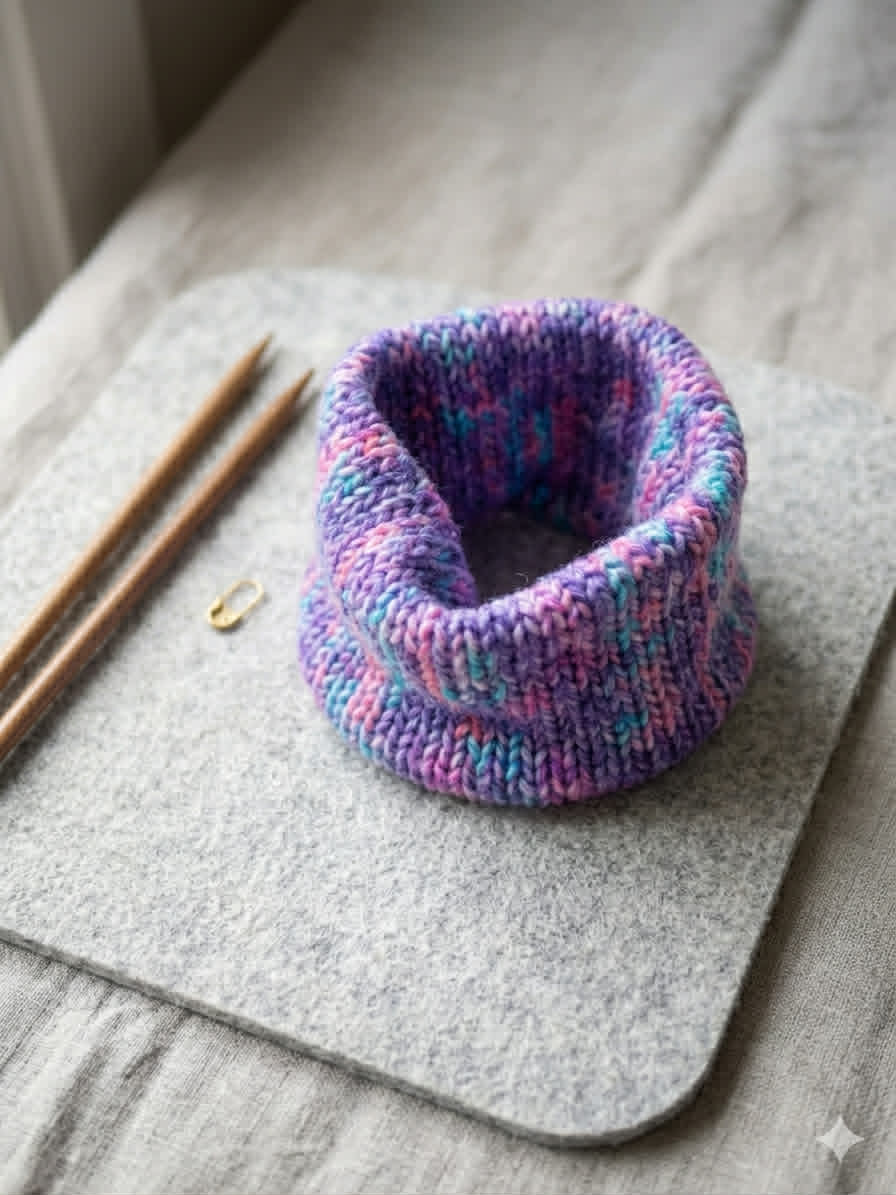 Knitted Pink/Purple Headband - Cosy Ear Warmer