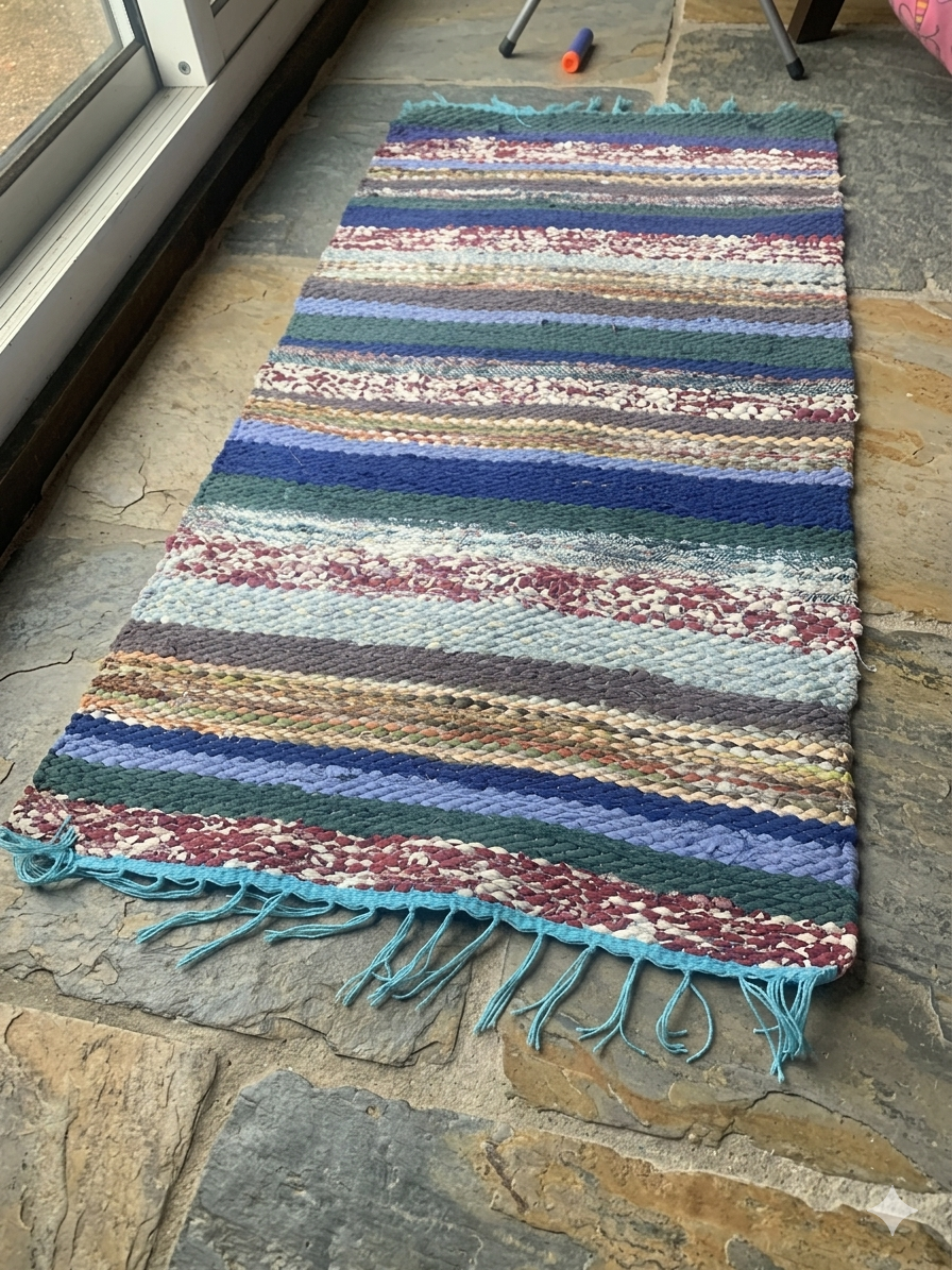 Handwoven Recycled Rag Rug - Zero Waste