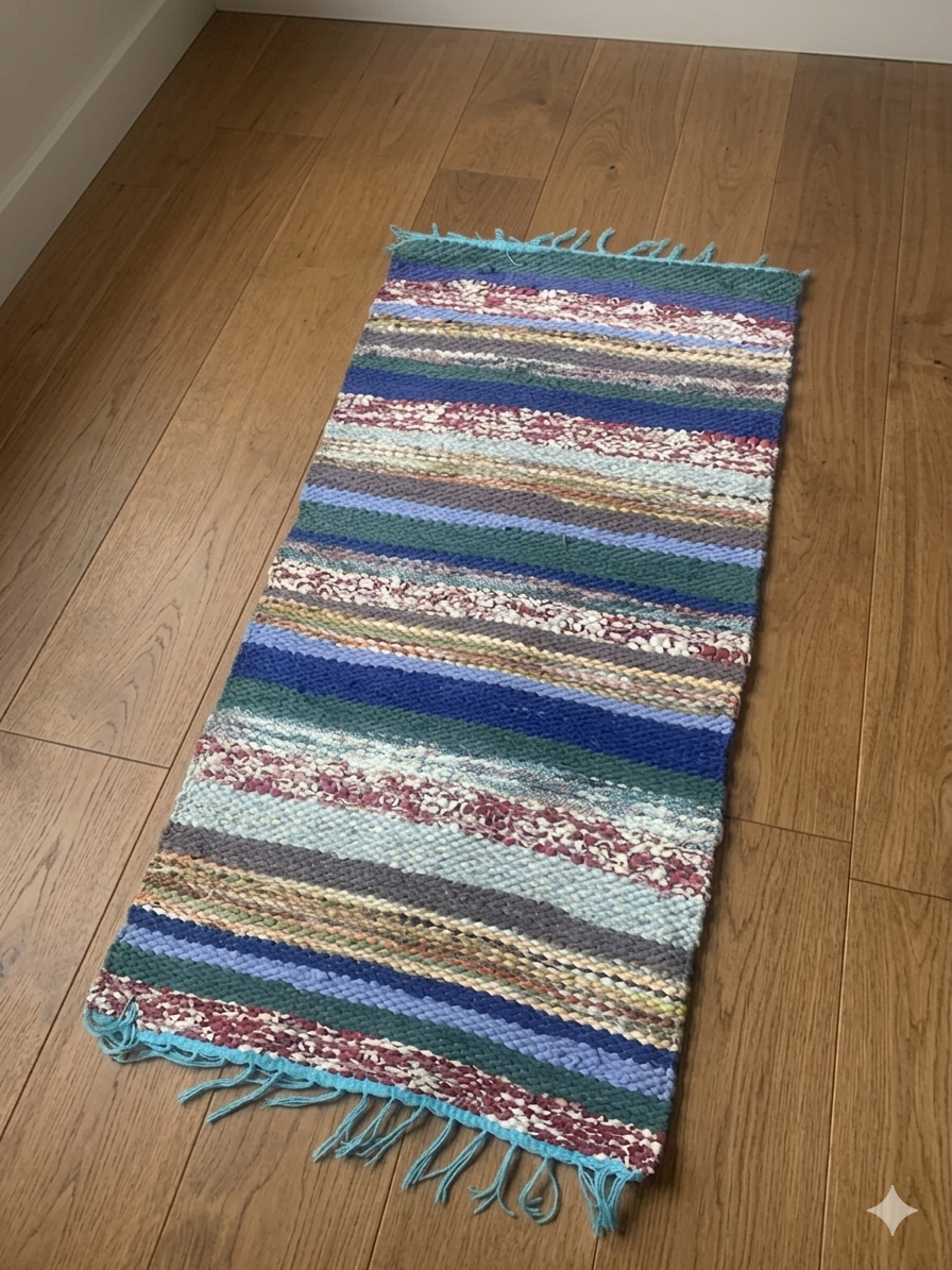 Handwoven Recycled Rag Rug - Zero Waste