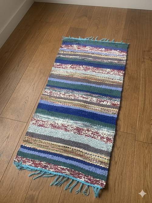 Handwoven Recycled Rag Rug - Zero Waste