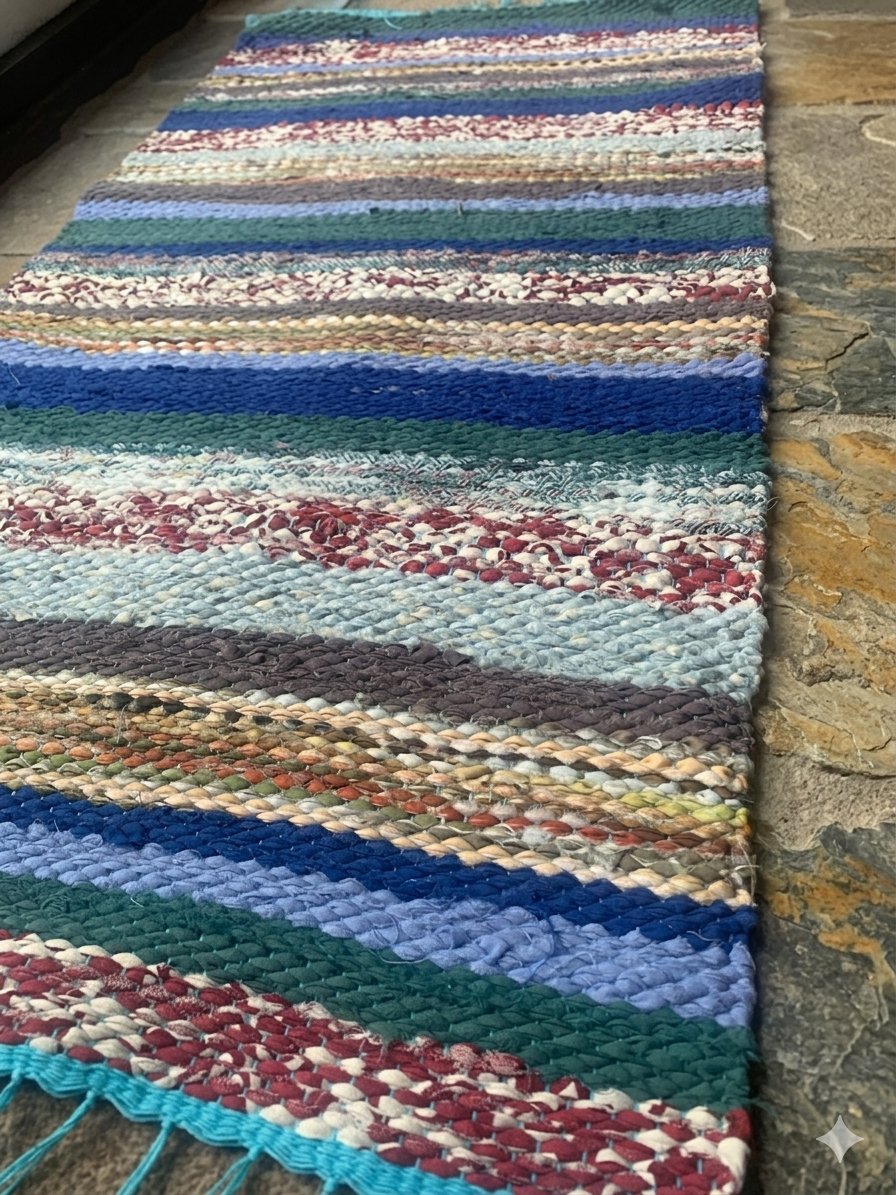 Handwoven Recycled Rag Rug - Zero Waste